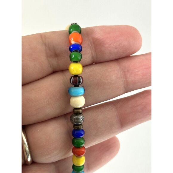 M Cohen Multi-Colored African Glass Trading Bead Bracelet Skull Bead - Picture 4 of 7
